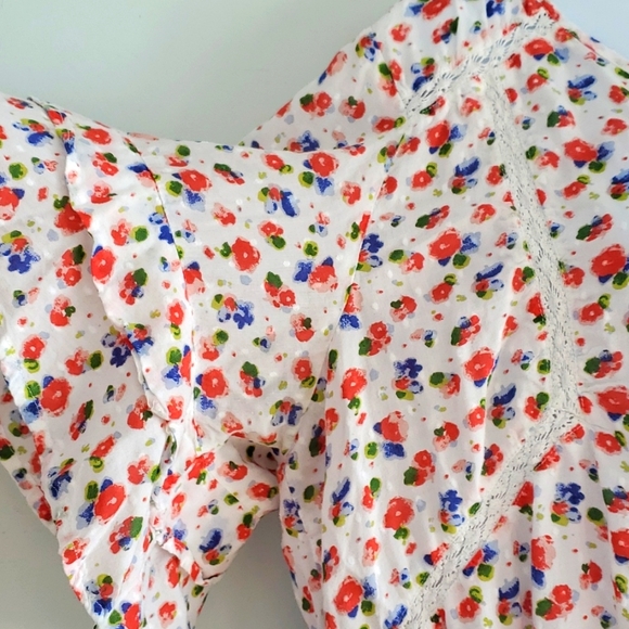 Caffe Marrakesh floral ruffle boho button down blouse size XL - Picture 4 of 9